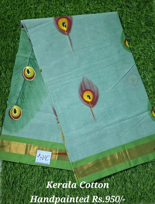 Kerala Cotton Hand Printed Saree